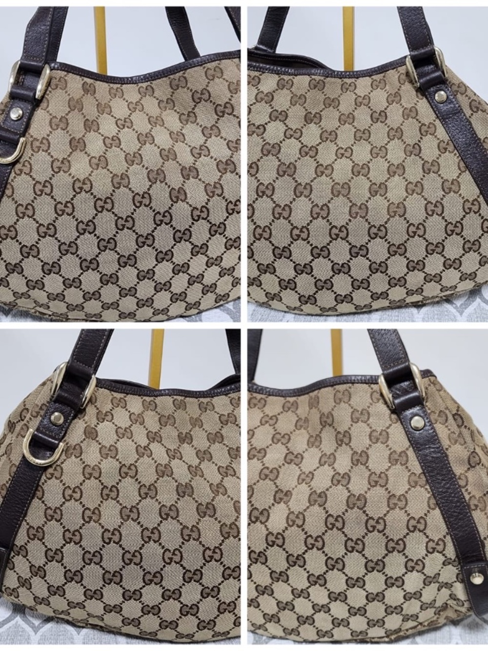 Authentic Gucci GG Canvas Abbey Tote Beige/Chocolate Brown - Picture 11 of 14
